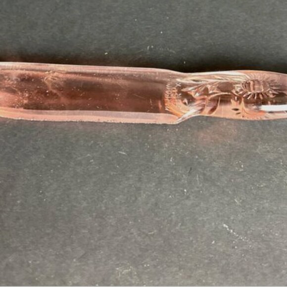 Vintage Pink Depression Glass Cake Server 9" Etched Floral Handle - Picture 11 of 11